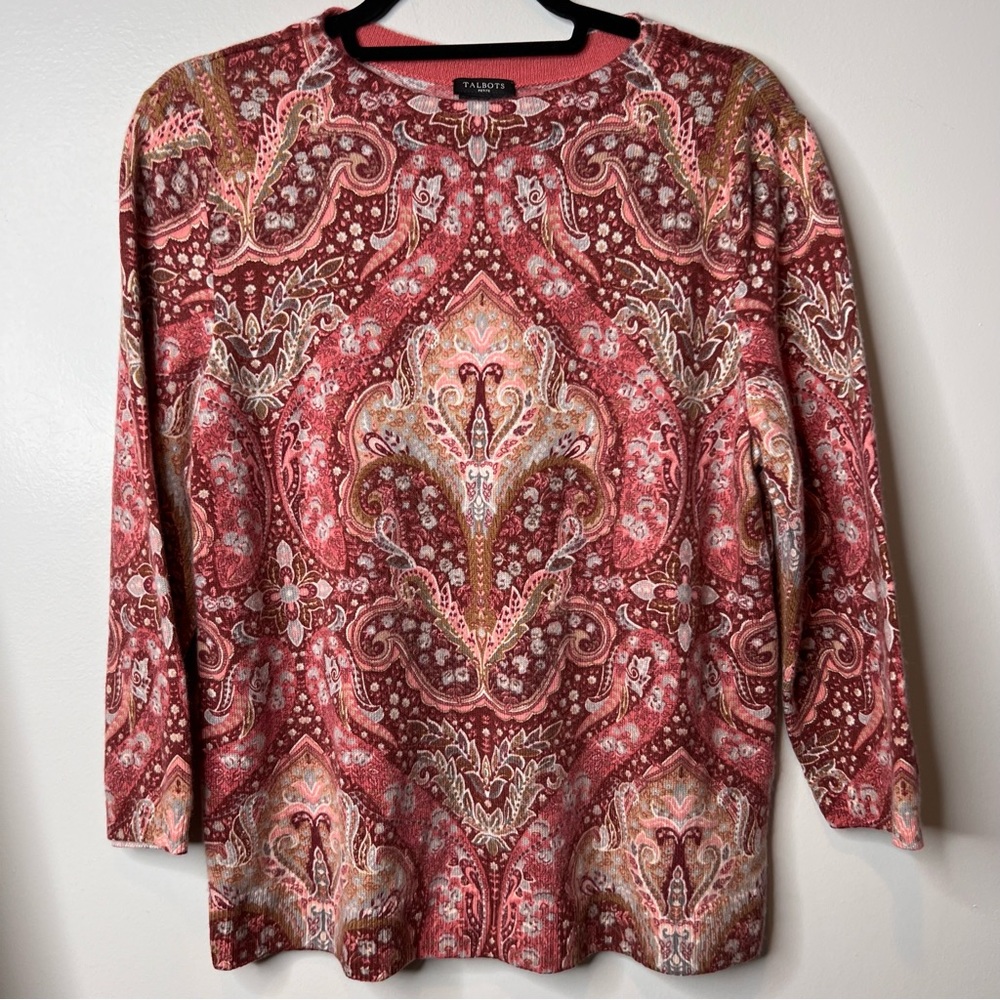 Talbots Rose Knit Cashmere Sweater Sz XL Petite
